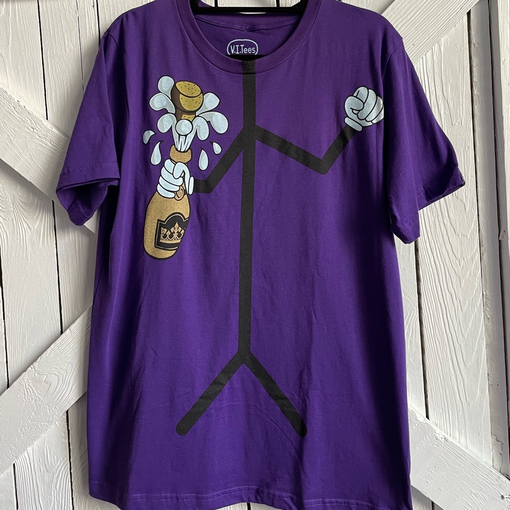 NWOT Men’s Champagne Showers Stick Figure Shirt Small through X-Large V.I.Tees
